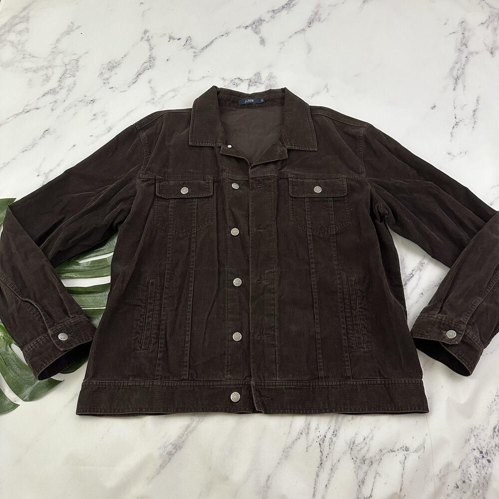 J.Crew Mens Vintage Y2k Corduory Jacket Size XL Tall Dark Brown Buttons Cotton